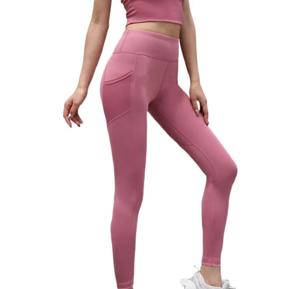 Leggings en maille avec poches, pantalon de Yoga, taille haute, levage des hanches, Fitness, respirant, séchage rapide, pantalon de sport, exercice