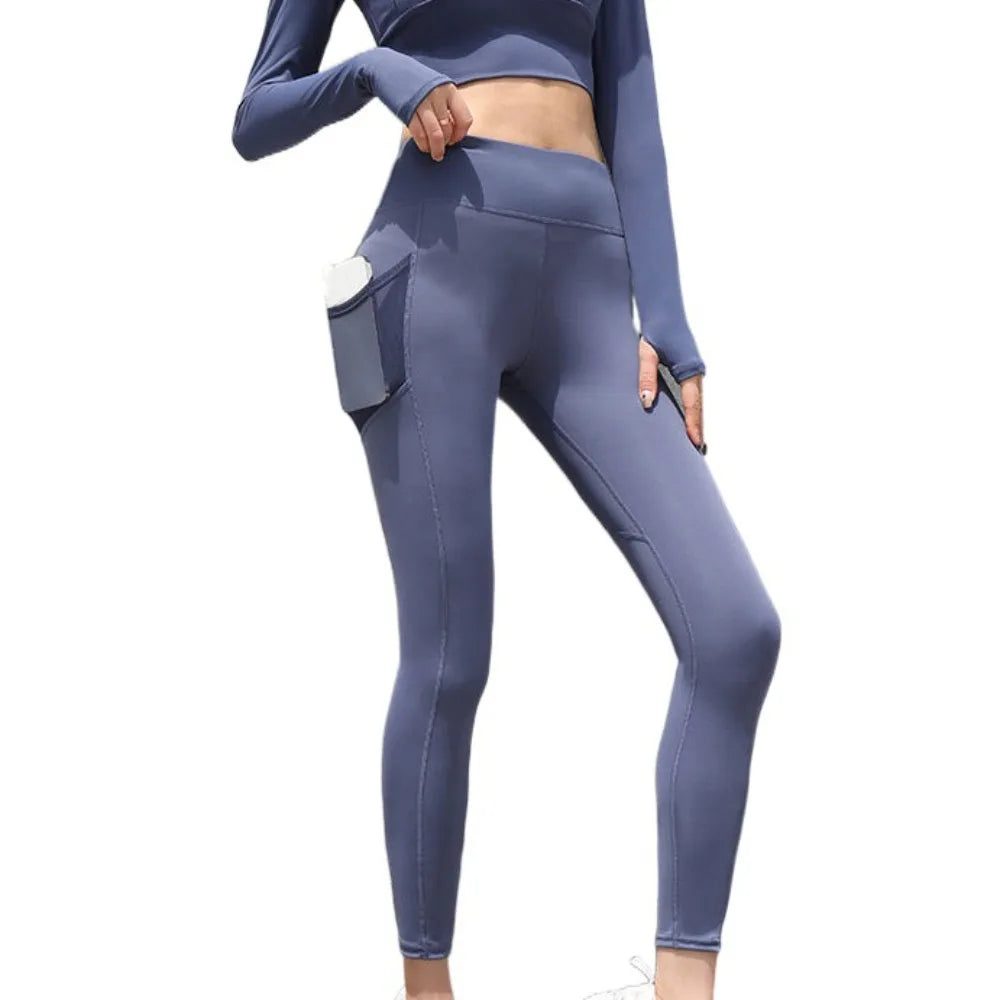 Leggings en maille avec poches, pantalon de Yoga, taille haute, levage des hanches, Fitness, respirant, séchage rapide, pantalon de sport, exercice