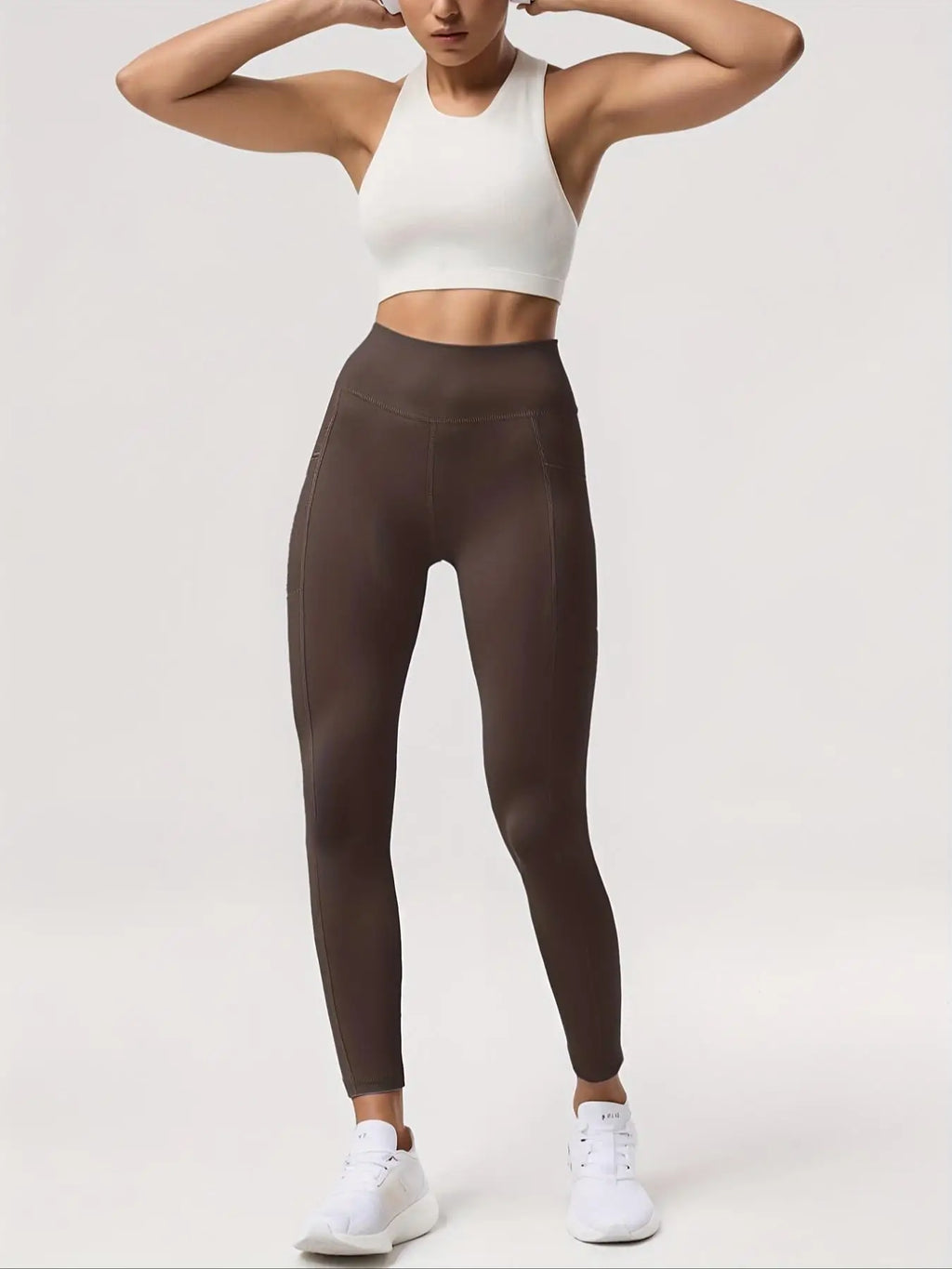 Leggings taille haute pour femmes avec poches en maille, conception de contrôle du ventre et de levage des fesses, Style sportif pour le Yoga, le Fitness, toutes saisons